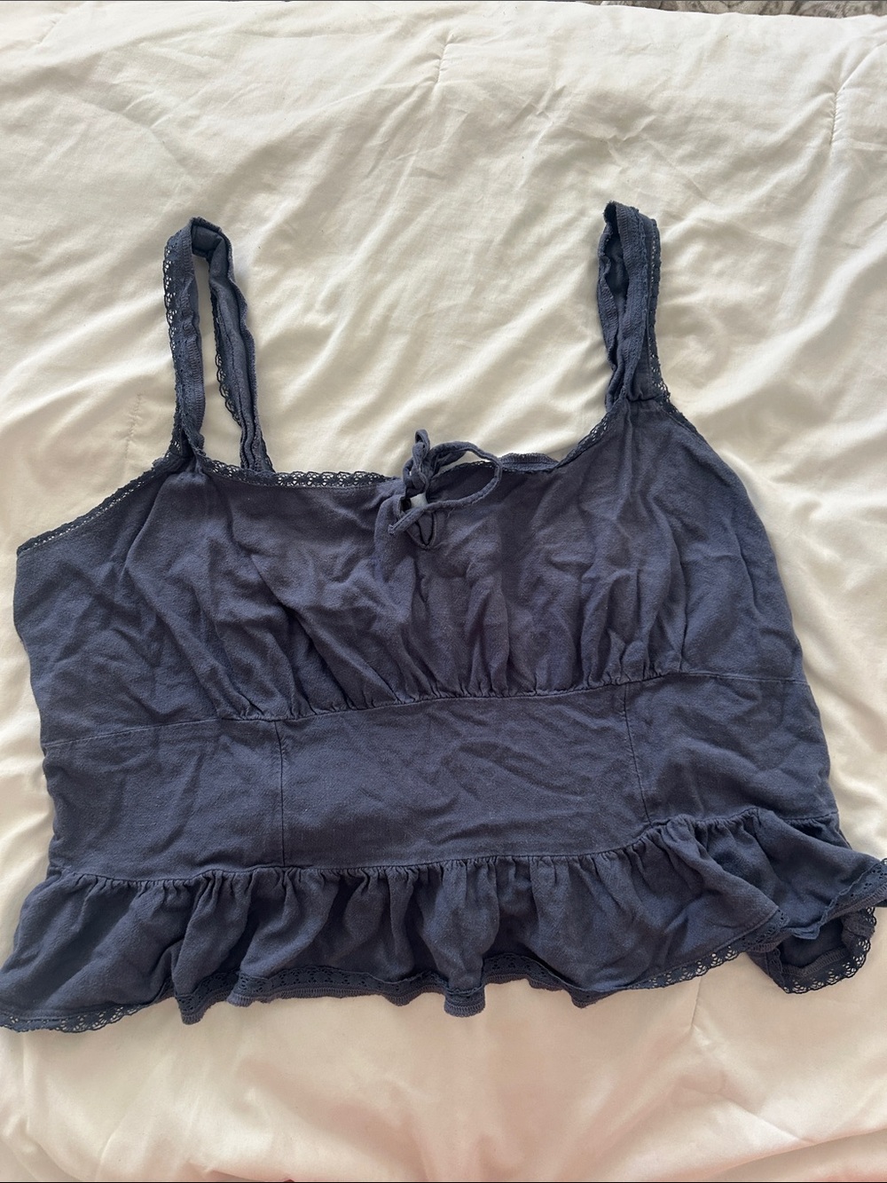 American Eagle Women’s Navy Ruffle Hem Tank Top